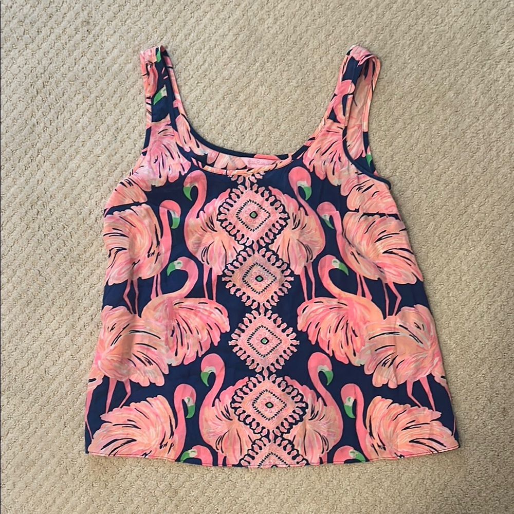 Lilly Pulitzer Pink Flamingo Silk Blouse
